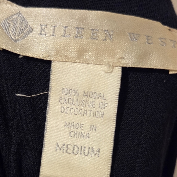 Eileen West Modal Black Long Sleeve Nightgown Pajama Dress Women's Medium Button - Picture 5 of 6